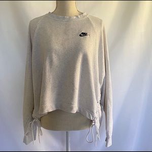 Nike Light Grey Lace up Sweatshirt